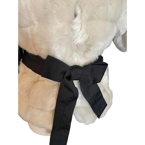 MM Couture by Miss Me Womens Faux Fur Jacket Tie-Waist 3/4 Sleeve Size S Cream - Picture 8 of 13
